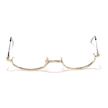 Load image into Gallery viewer, Women Eyeglasses Alloy Frame 2023 Colorful Rhinestone Lensless Gold Silver Black Frames Decoration Half Frame  Glasses