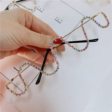 Load image into Gallery viewer, Women Eyeglasses Alloy Frame 2023 Colorful Rhinestone Lensless Gold Silver Black Frames Decoration Half Frame  Glasses