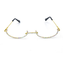 Load image into Gallery viewer, Women Eyeglasses Alloy Frame 2023 Colorful Rhinestone Lensless Gold Silver Black Frames Decoration Half Frame  Glasses