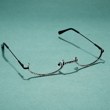 Load image into Gallery viewer, Women Eyeglasses Alloy Frame 2023 Colorful Rhinestone Lensless Gold Silver Black Frames Decoration Half Frame  Glasses