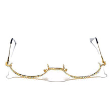Load image into Gallery viewer, Women Eyeglasses Alloy Frame 2023 Colorful Rhinestone Lensless Gold Silver Black Frames Decoration Half Frame  Glasses