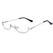 Load image into Gallery viewer, Women Eyeglasses Alloy Frame 2023 Colorful Rhinestone Lensless Gold Silver Black Frames Decoration Half Frame  Glasses