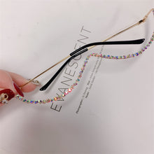 Load image into Gallery viewer, Women Eyeglasses Alloy Frame 2023 Colorful Rhinestone Lensless Gold Silver Black Frames Decoration Half Frame  Glasses