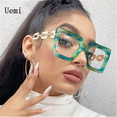 Women High-quality Oversized Frame Glasses Square Plain Glasses Optical Spectacle Anti Blue Light Computer Glasses F
