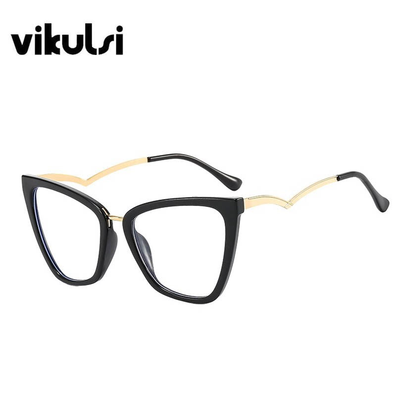 Women Square Glasses Women Cat Eye Glasses Feature Legs Anti-blue Glasses Women Multi-faceted Myopia Glasses Frame Shades