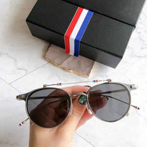 York Brand Thom Eyeglasses European Round Frame Clamshell Sunglasses For Men And Women TB814 Eyeglasses Metal Retro Frames