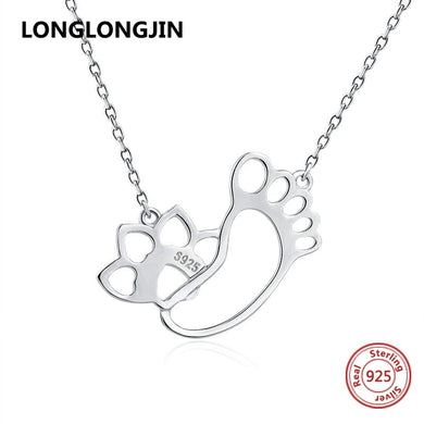 New arrival silver 925 cute animal dog footprint chain pendant&necklace diy craft European fine jewelry making for women gifts