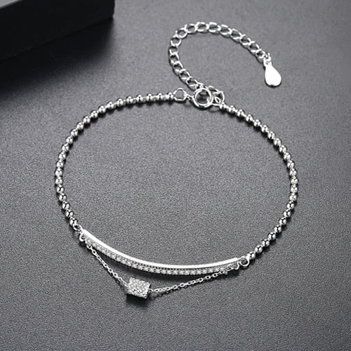 New beading the 925 Pure Silver Bracelet Jewelry Charm Bracelet Simple Style Girl Gift Jewelry Delicate Chain Bracelet