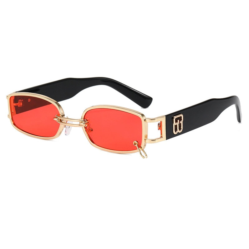 brand sunglasses men trendy personality  women wear earrings small square sunglasses women