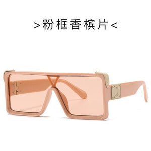 conjoined piece European and American modern retro men's and women's sunglasses square frame sunglasses