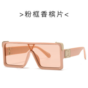 conjoined piece European and American modern retro men's and women's sunglasses square frame sunglasses