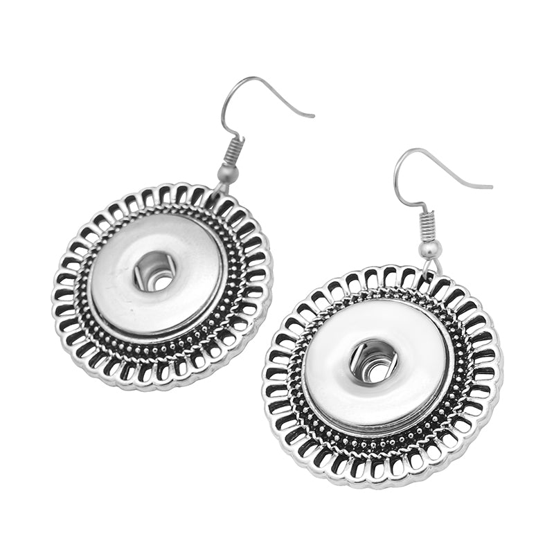 New fashion Beauty Round hollow flower Snap Earrings fit DIY 18MM snap buttons jewelry ja0082