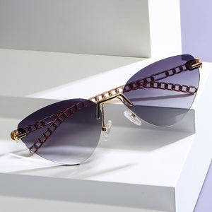 cool single female sunglasses style cat eye  frameless retro brand design female sunglasses sexy sunglasses