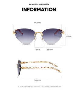 cool single female sunglasses style cat eye  frameless retro brand design female sunglasses sexy sunglasses