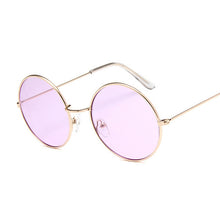 Load image into Gallery viewer, retro round pink sunglasses ladies brand designer marine sunglasses ladies alloy mirror ladies Oculos uv400