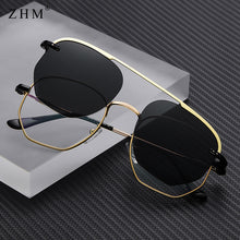 Load image into Gallery viewer, sunglasses with metal sleeve mirror, beach men and women mirror clips, polarized sunglasses with flat glasses frames
