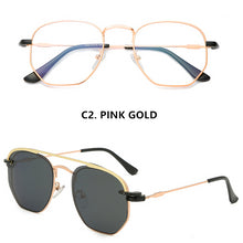 Load image into Gallery viewer, sunglasses with metal sleeve mirror, beach men and women mirror clips, polarized sunglasses with flat glasses frames