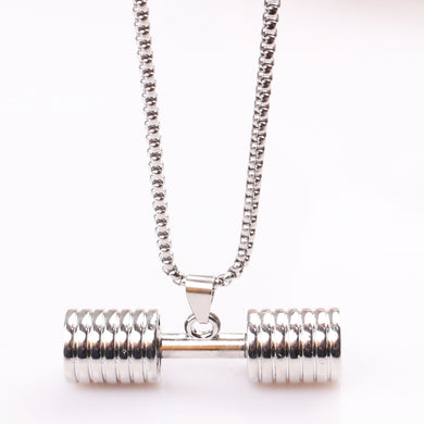 New fashion weightlifting fitness dumbbell necklace metal simple steering wheel pendant exquisite necklace