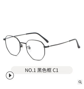 glasses frame retro oval face full-frame metal glasses frame flat mirror flower desire