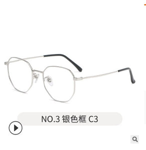 glasses frame retro oval face full-frame metal glasses frame flat mirror flower desire