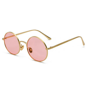occhiali da sole rotondi in metallo con montatura in metallo oro da uomo stile estivo retrò da donna occhiali da sole con lenti rosse unisex giallo rosa nero 