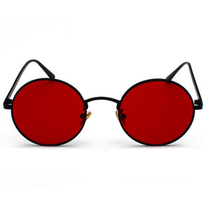 occhiali da sole rotondi in metallo con montatura in metallo oro da uomo stile estivo retrò da donna occhiali da sole con lenti rosse unisex giallo rosa nero 