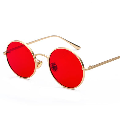 occhiali da sole rotondi in metallo con montatura in metallo oro da uomo stile estivo retrò da donna occhiali da sole con lenti rosse unisex giallo rosa nero 