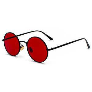 occhiali da sole rotondi in metallo con montatura in metallo oro da uomo stile estivo retrò da donna occhiali da sole con lenti rosse unisex giallo rosa nero 