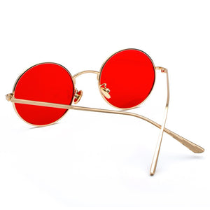 occhiali da sole rotondi in metallo con montatura in metallo oro da uomo stile estivo retrò da donna occhiali da sole con lenti rosse unisex giallo rosa nero 