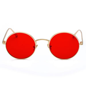 occhiali da sole rotondi in metallo con montatura in metallo oro da uomo stile estivo retrò da donna occhiali da sole con lenti rosse unisex giallo rosa nero 