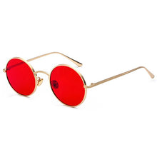 Carica l&#39;immagine nel visualizzatore di Gallery, occhiali da sole rotondi in metallo con montatura in metallo oro da uomo stile estivo retrò da donna occhiali da sole con lenti rosse unisex giallo rosa nero 