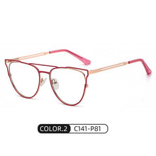 Load image into Gallery viewer, ins anti-blue glasses female trend personality full-frame metal spring feet flat mirror brand designer fake glasses