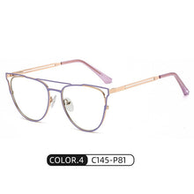 Load image into Gallery viewer, ins anti-blue glasses female trend personality full-frame metal spring feet flat mirror brand designer fake glasses