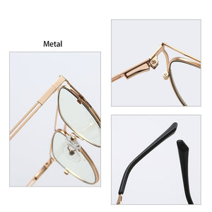 ins anti-blue glasses female trend personality full-frame metal spring feet flat mirror brand designer fake glasses