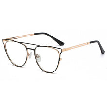 Load image into Gallery viewer, ins anti-blue glasses female trend personality full-frame metal spring feet flat mirror brand designer fake glasses