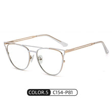 Load image into Gallery viewer, ins anti-blue glasses female trend personality full-frame metal spring feet flat mirror brand designer fake glasses