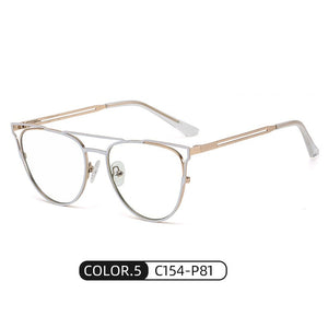 ins anti-blue glasses female trend personality full-frame metal spring feet flat mirror brand designer fake glasses