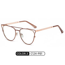 Load image into Gallery viewer, ins anti-blue glasses female trend personality full-frame metal spring feet flat mirror brand designer fake glasses