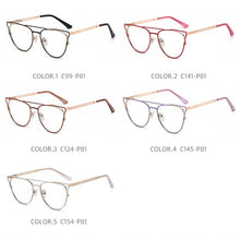 Load image into Gallery viewer, ins anti-blue glasses female trend personality full-frame metal spring feet flat mirror brand designer fake glasses