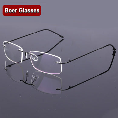 lightest Men's  rimless stainless steel eyeglasses glasses RXable spectacle optical frame 763
