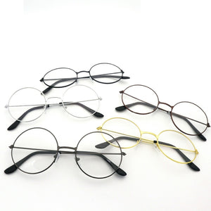 man Woman Retro Large Round Glasses Transparent Metal eyeglass frame Black Silver Gold spectacles Eyeglasses