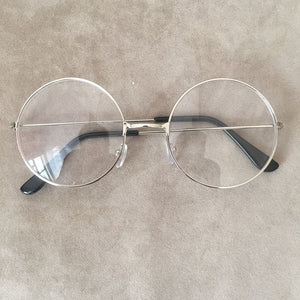 man Woman Retro Large Round Glasses Transparent Metal eyeglass frame Black Silver Gold spectacles Eyeglasses