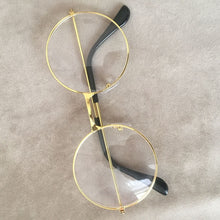 Load image into Gallery viewer, man Woman Retro Large Round Glasses Transparent Metal eyeglass frame Black Silver Gold spectacles Eyeglasses