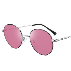 men And Women Retro Color-Changing Polarized Ocean Round Frame Sunglasses Trend Sunglasses