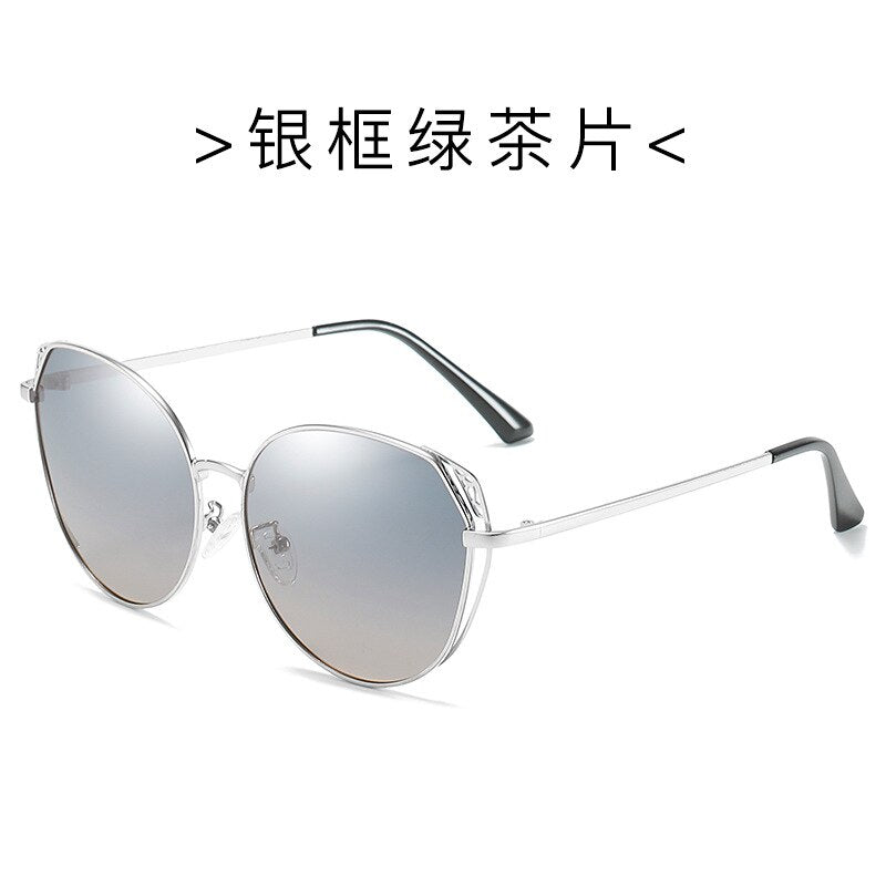 men and women gradient polarized sunglasses painted cat eye metal sunglasses European and American glasses outdoors