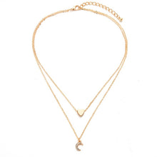 Load image into Gallery viewer, New multi-layer crystal Moon necklaces and pendants for women Vintage charm gold choker necklace