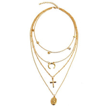 Load image into Gallery viewer, New multi-layer crystal Moon necklaces and pendants for women Vintage charm gold choker necklace