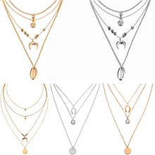 Load image into Gallery viewer, New multi-layer crystal Moon necklaces and pendants for women Vintage charm gold choker necklace