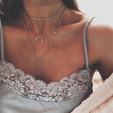 Load image into Gallery viewer, New multi-layer crystal Moon necklaces and pendants for women Vintage charm gold choker necklace