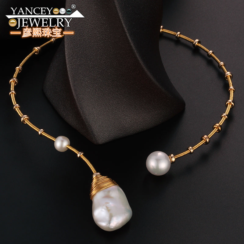 New popular elements Original design Natural Baroque pearl necklace for women and girl Fine jewelry G9k gold, High-end luxury